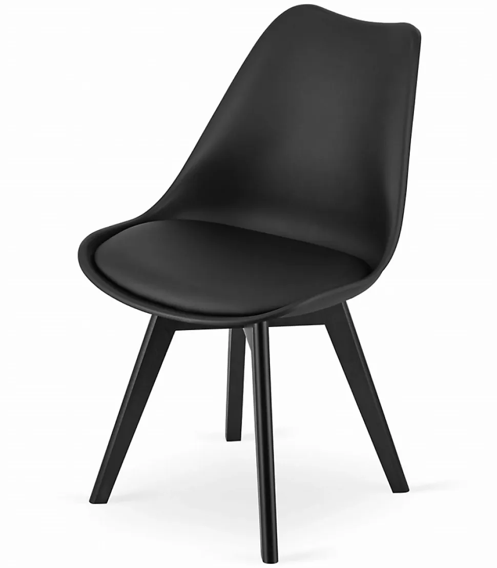 Ensemble table ronde VALORA KOVA avec 4 chaises noires RIXK