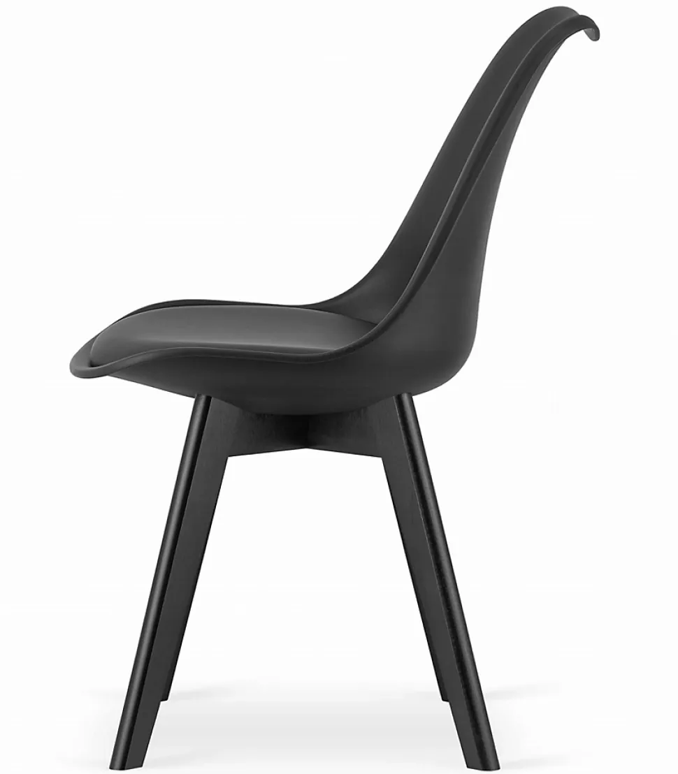 Ensemble table ronde VALORA KOVA avec 4 chaises noires RIXK