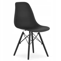 Ensemble table ronde Valora KOVA 80, chaises frêne et noires x3