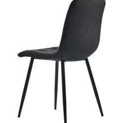 Ensemble table ronde 100x75 cm avec 4 chaises velours, plateau MDF effet marbre et structure métal noir