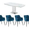 Ensemble table TALICIA + 4 Chaises PEGA - Blanc et bleu