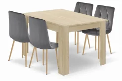 Ensemble table VALORA NP avec 4 chaises TYRA grises - Chêne Sonoma 120x80
