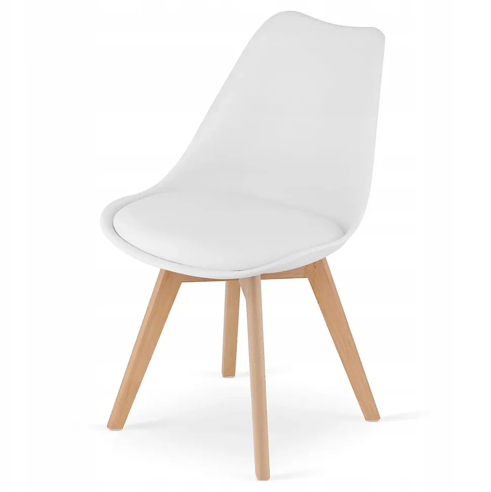 Ensemble Valora : table carrée 80 x 80 cm, chêne Sonoma + 4 chaises RIKX blanches (x4)