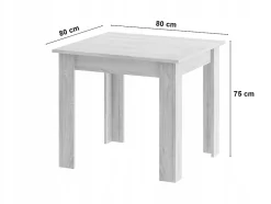 Ensemble Valora : table carrée 80 x 80 cm, chêne Sonoma + 4 chaises RIKX grises (x4)