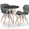 Ensemble Valora : table ronde KOVA 60 noire + 2 chaises WAKO grises (x2)