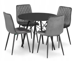 Ensemble Valora KOVA 80 Noir + 4 Chaises Turin Gris Foncé