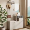 ensemble Vestiaire d'entrée Complet - Vestiaire avec Banc, Miroir et Meuble à Chaussures, MDF, 110x37x185,5 cm, Kaschmirfarben