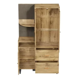 ensemble Vestiaire d'entrée - Vestiaire Mural avec Panneau Rembourré et Meuble à Chaussures, MDF, 110x38x186 cm, Naturel