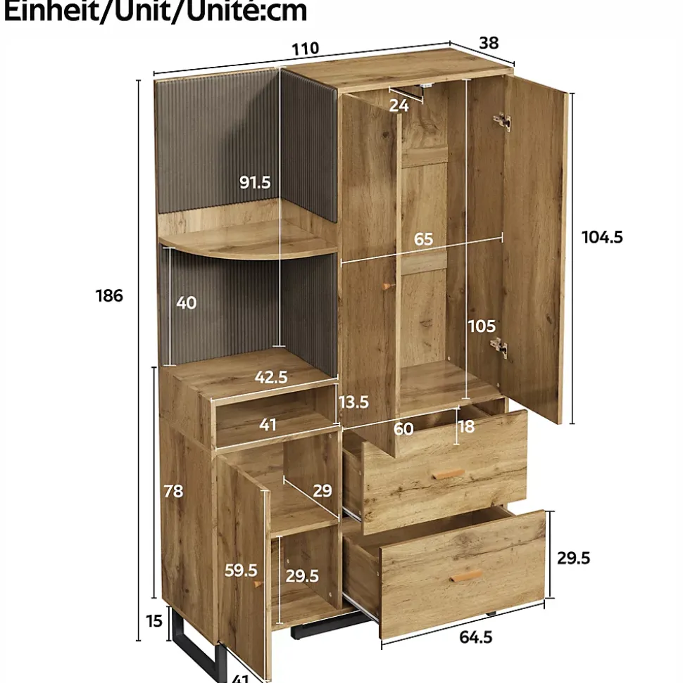 ensemble Vestiaire d'entrée - Vestiaire Mural avec Panneau Rembourré et Meuble à Chaussures, MDF, 110x38x186 cm, Naturel
