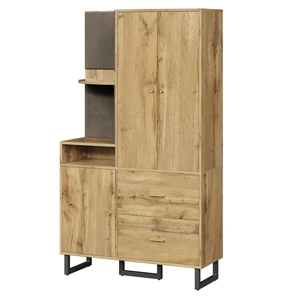 ensemble Vestiaire d'entrée - Vestiaire Mural avec Panneau Rembourré et Meuble à Chaussures, MDF, 110x38x186 cm, Naturel