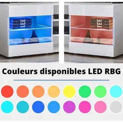 Ensembles de meubles TV Varallo Komodee - LED RGB - Noir Brillant & Noir - Façades en Brillant - L200cm x H195cm x P45cm