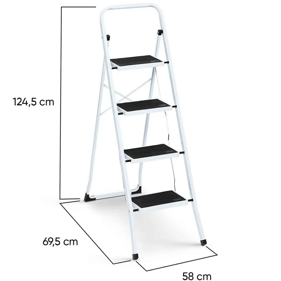 Escabeau marchepied pliable 4 marches antidérapantes avec garde corps