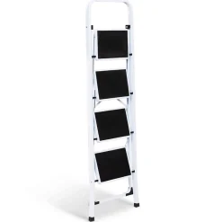 Escabeau marchepied pliable 4 marches antidérapantes avec garde corps