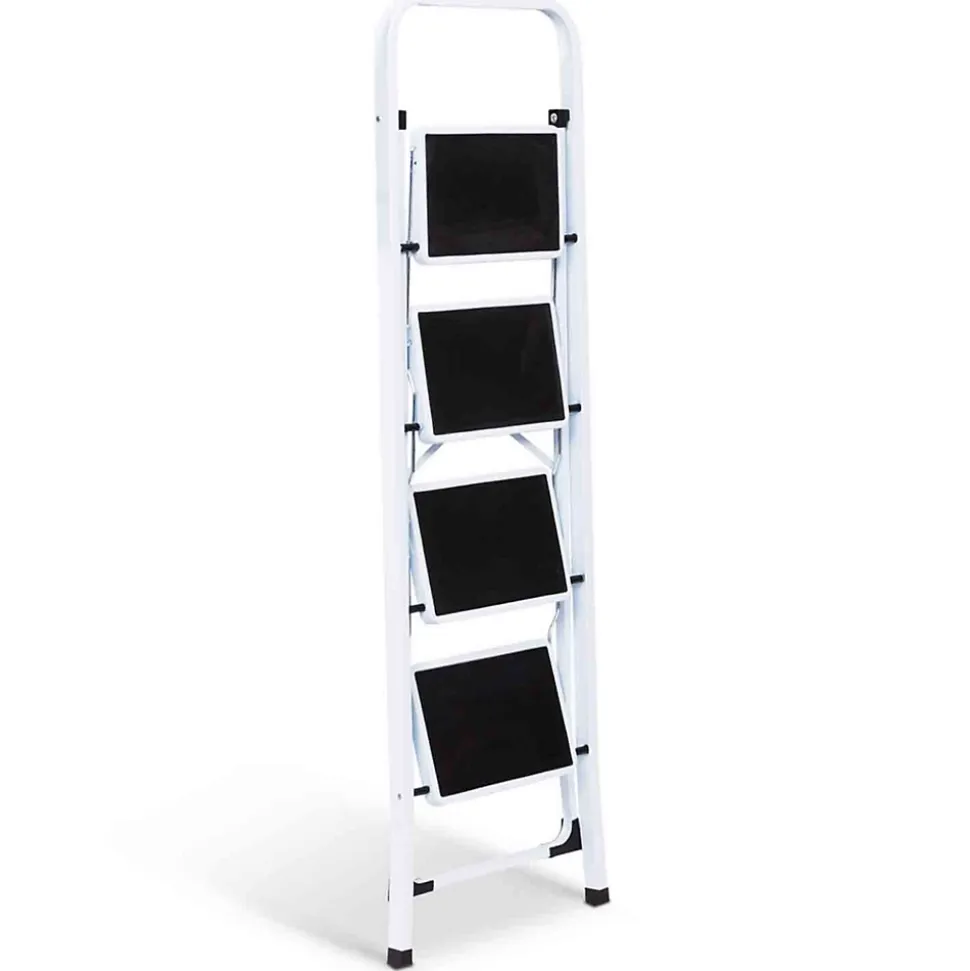 Escabeau marchepied pliable 4 marches antidérapantes avec garde corps