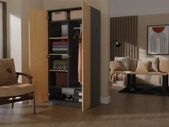 ESME - Armoire double style scandinave chambre à coucher - 90x50x180 - 2 portes - Dressing