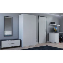 ESME - Armoire double style scandinave chambre à coucher - 90x50x180 - 2 portes - Dressing