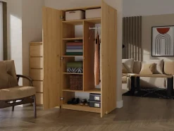 ESME - Armoire double style scandinave chambre à coucher - 90x50x180 - 2 portes - Dressing