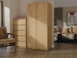 ESME - Armoire double style scandinave chambre à coucher - 90x50x180 - 2 portes - Dressing