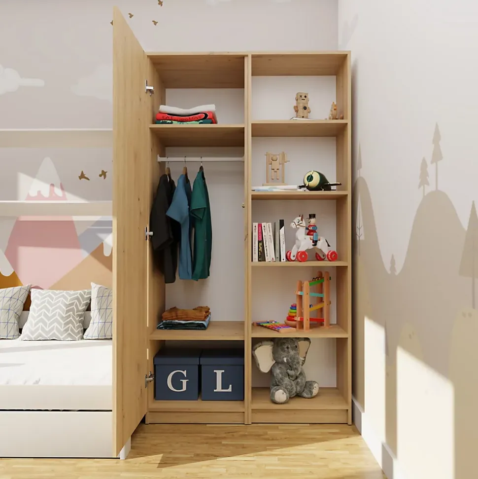ESME - Armoire simple style scandinave chambre à coucher - 50x50x180 - 1 porte - Dressing