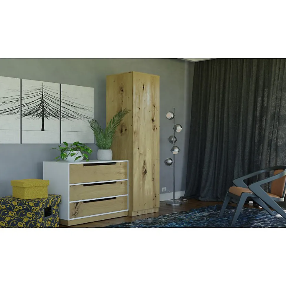 ESME - Armoire simple style scandinave chambre à coucher - 50x50x180 - 1 porte - Dressing