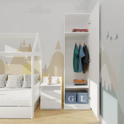 ESME - Armoire simple style scandinave chambre à coucher - 50x50x180 - 1 porte - Dressing