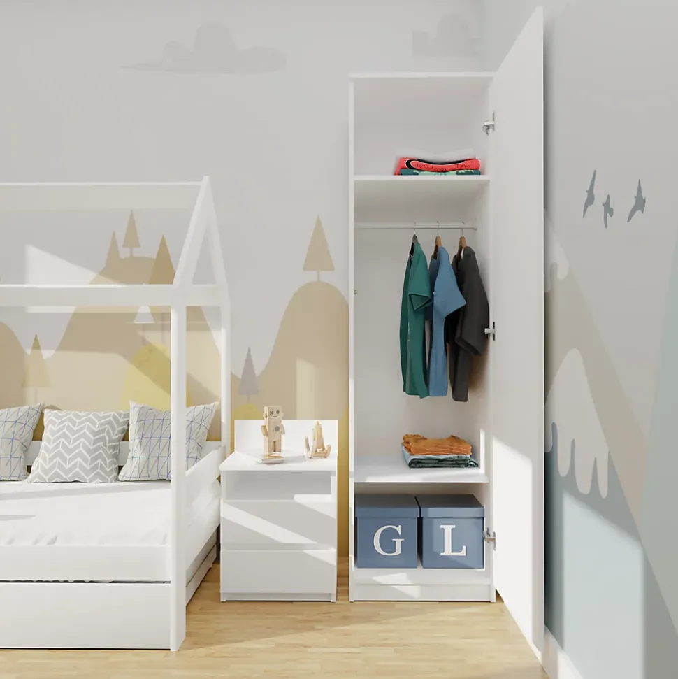 ESME - Armoire simple style scandinave chambre à coucher - 50x50x180 - 1 porte - Dressing