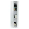 Etagere à chaussures Eugene, Armoire à chaussures haute avec 1 porte, Armoire d'entrée avec miroir, 50x22h180 cm, Blanc