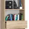 Etagere, 3 tiroirs 2 etageres, chene sonoma, Largeur : 60 cm, Hauteur : 180 cm, Profondeur : 35 cm