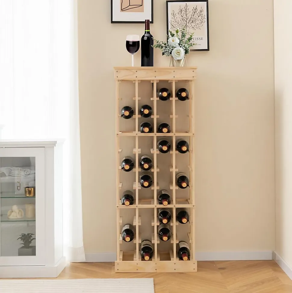 Etagere a Bouteille avec 10 Etages et 40 Emplacements pour Bouteilles Materiaux en Pin Massif Stockage a l Horizontal