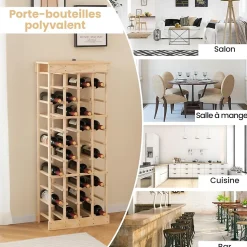 Etagere a Bouteille avec 10 Etages et 40 Emplacements pour Bouteilles Materiaux en Pin Massif Stockage a l Horizontal