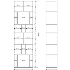 Etagere blanche murale et autoportante a compartiments asymetriques 180 cm modele Bemmi