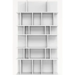 Etagere blanche murale et autoportante a compartiments asymetriques 180 cm modele Bemmi