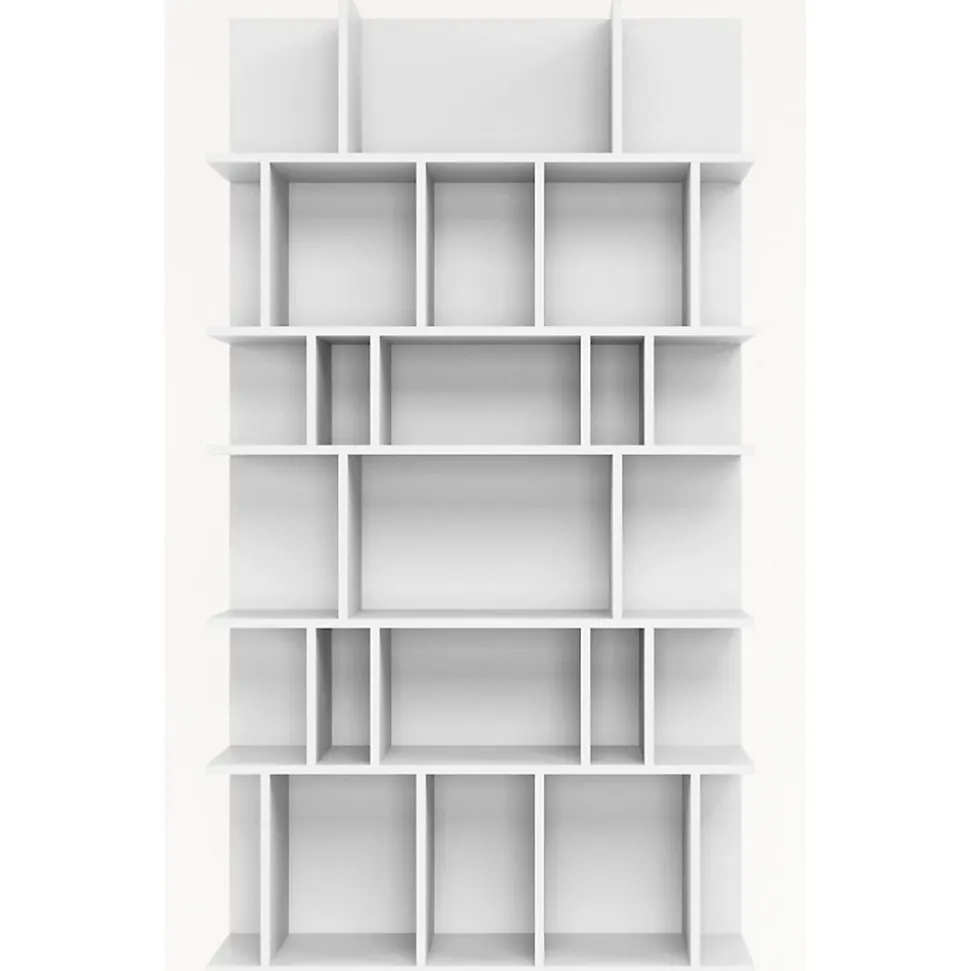 Etagere blanche murale et autoportante a compartiments asymetriques 180 cm modele Bemmi