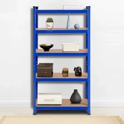 Etagere de Rangement avec 5 Etageres pour Garage Atelier Divers Modeles Charge Lourde en Fer et MDF