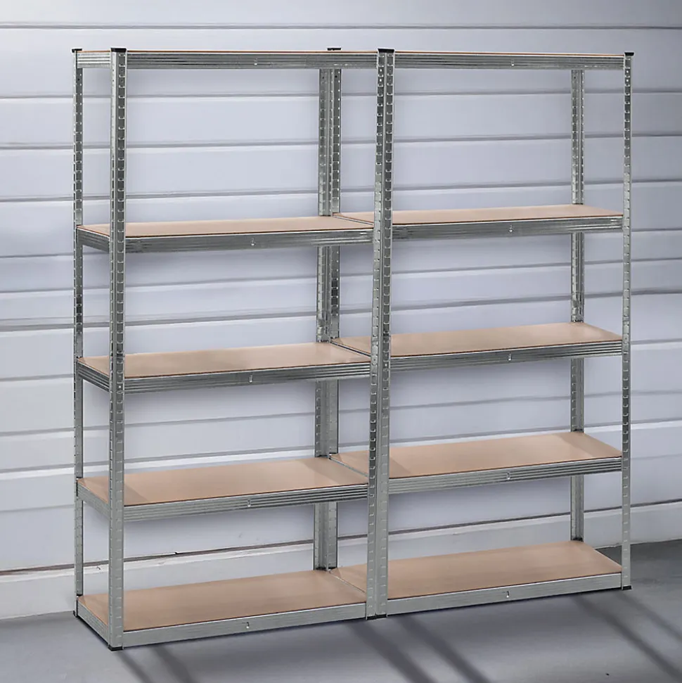 Etagere garage metallique 5 niveaux de rangement 180 x 180 cm robuste et modulable 40 cm gris