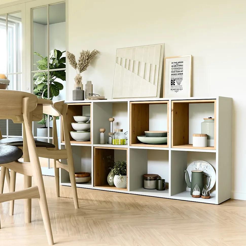etagere modulable 8 cubes - Bibliotheque 8 cases - 147x30x75 cm - Meuble de rangement-MARION
