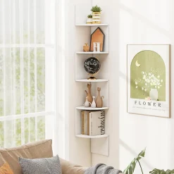 Etagere Murale à 5 Niveaux, 20 x 20 x 126 CM, Organisateur de Rangement, Gain de Place, Moderne, Charge 50KG