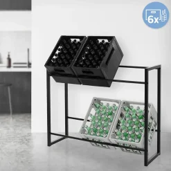 Etagere pour Caisses de Boissons 6-8 Caisses, 104x32x82,5 cm, Acier
