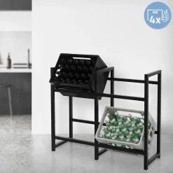 Etagere pour Caisses de Boissons 4 Caisses, 91x31x75,5 cm, Acier