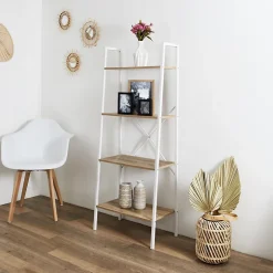 Etagère à 4 planches en bois et métal