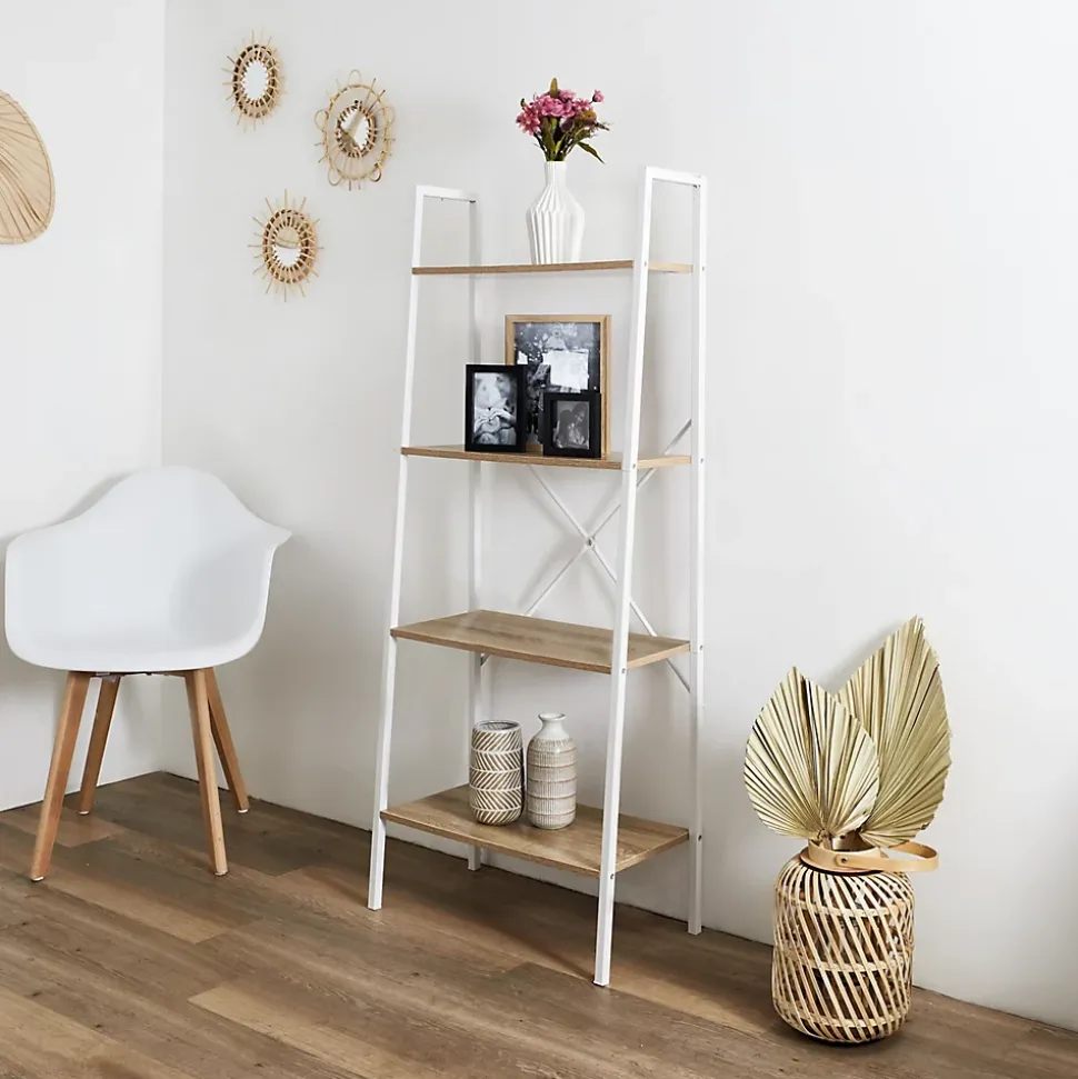 Etagère à 4 planches en bois et métal