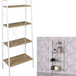 Etagère à 4 planches en bois et métal