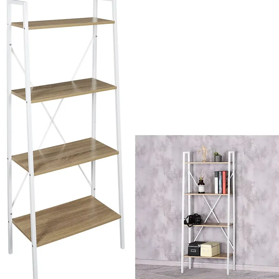 Etagère à 4 planches en bois et métal