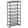 Etagère à chaussures 7 niveaux - rack à chaussures 7 étagères et plateau - acier noir aspect bois gris