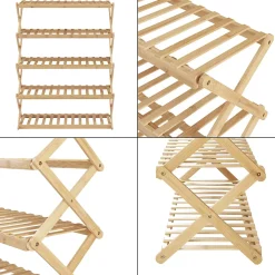Etagère à chaussures pliable Fitzbek bambou 89 x 67 x 26 cm naturel en.casa