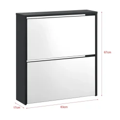 Etagère à Chaussures Vogar Miroir 67 x 63 x 17 cm Noir en.casa