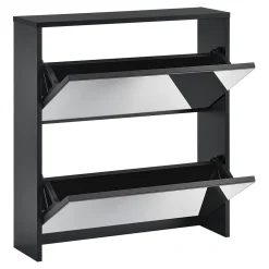 Etagère à Chaussures Vogar Miroir 67 x 63 x 17 cm Noir en.casa