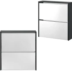 Etagère à Chaussures Vogar Miroir 67 x 63 x 17 cm Noir en.casa