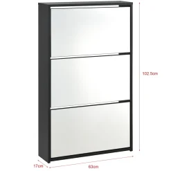 Etagère à Chaussures Vogar Miroir 103 x 63 x 17 cm Noir en.casa