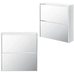 Etagère à Chaussures Vogar Miroir 67 x 63 x 17 cm Blanc en.casa